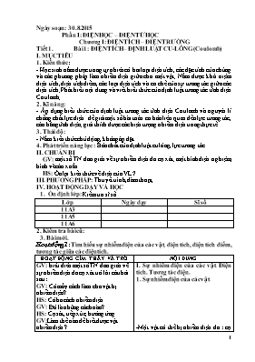 Giáo án Vật lí lớp 11 - Chương trình cả năm - Hồ Thị Tâm Hiếu